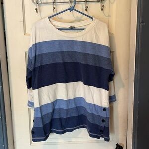 Talbots shirt; blue and white striped; size XL